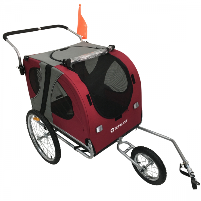 Topmast Easy Flow Hundefahrradanhänger L - mit Joggerfunktion in rot