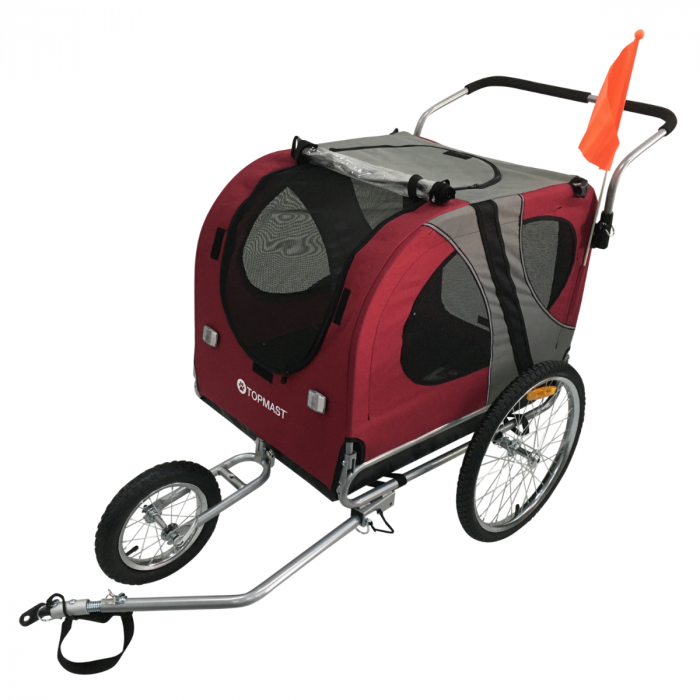 Topmast Easy Flow Hundefahrradanhänger L - mit Joggerfunktion in rot